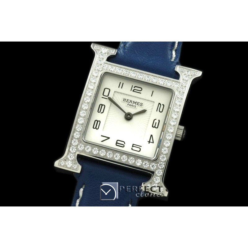 HE00101D H Hour SS/LE/Diam White Swiss Quartz