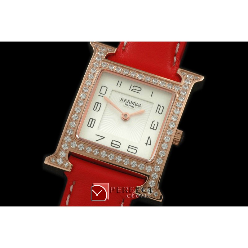 HE00111D H Hour RG/LE/Diam White Swiss Quartz