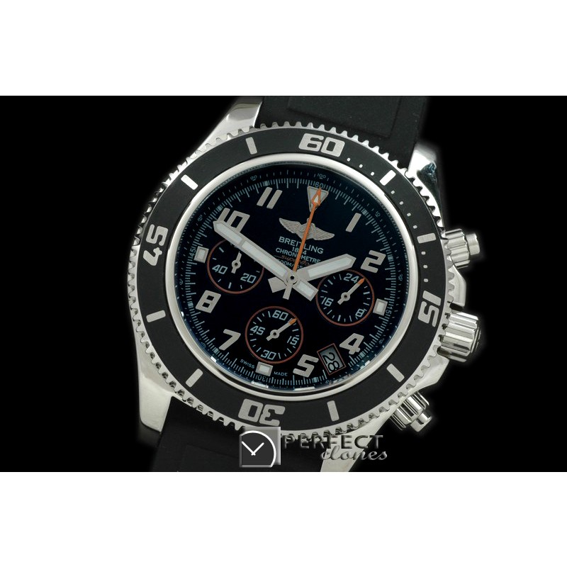 BLSF01029 Superocean Abyss Chrono SS/RU Black/Org Jap Num OS2Q