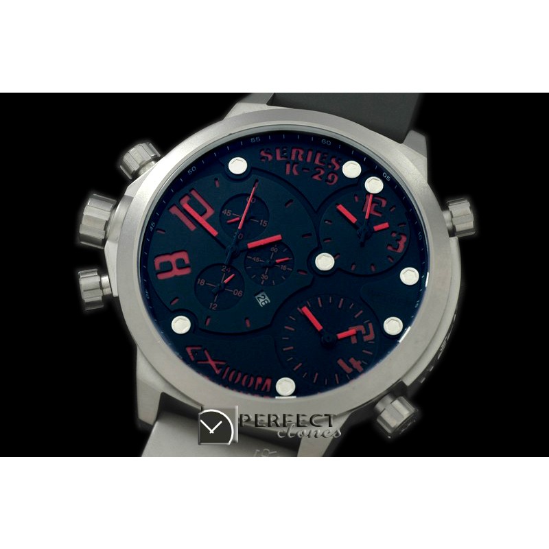 WLD10013 K29 Triple Side Time SS/RU Black/Red 3 x Jap Qtz