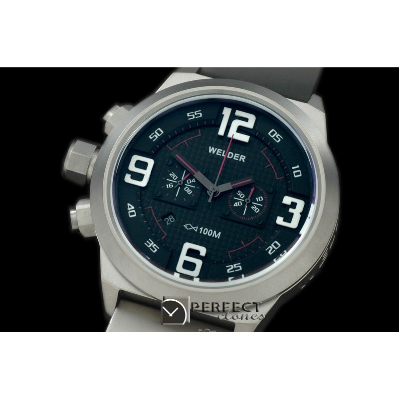 WLD20001 K31 Chronograph SS/RU Black/Red Jap Qtz