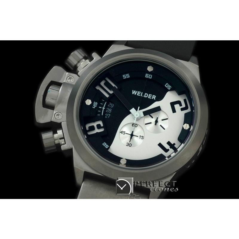 WLD30001 K24 Chronograph SS/RU Black/White Jap Qtz