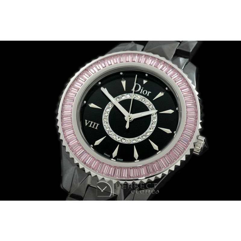 CD00125 Dior VIII Full Size Cer/Cer/Pink Ruby Black Jap Quartz
