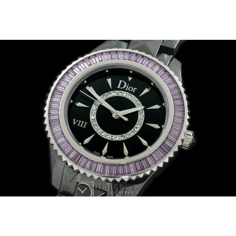 CD00127 Dior VIII Full Size Cer/Cer/Pur Ruby Black Jap Quartz