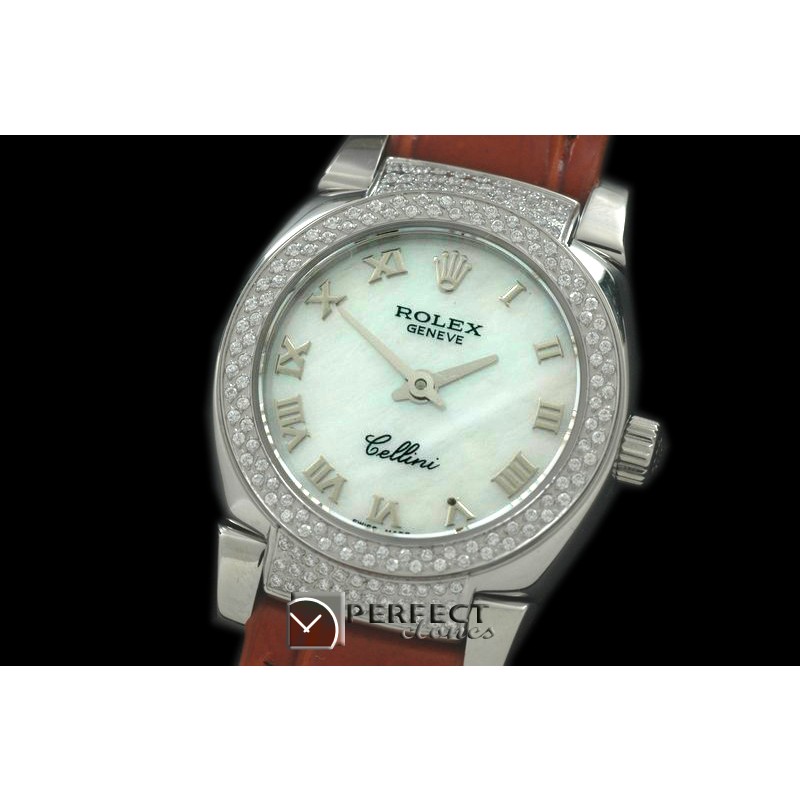 RLCM00103DL Ladies Mini Cellini SS/LE MOP White Roman Swiss Quar