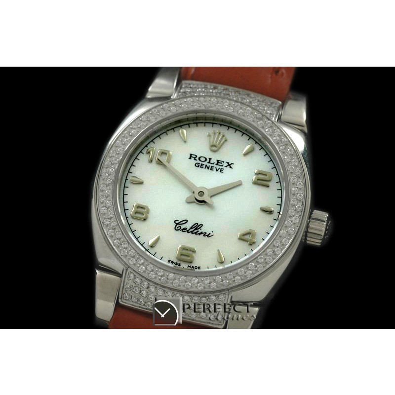 RLCM00123DL Ladies Mini Cellini SS/LE MOP White Numeral Swiss Qu
