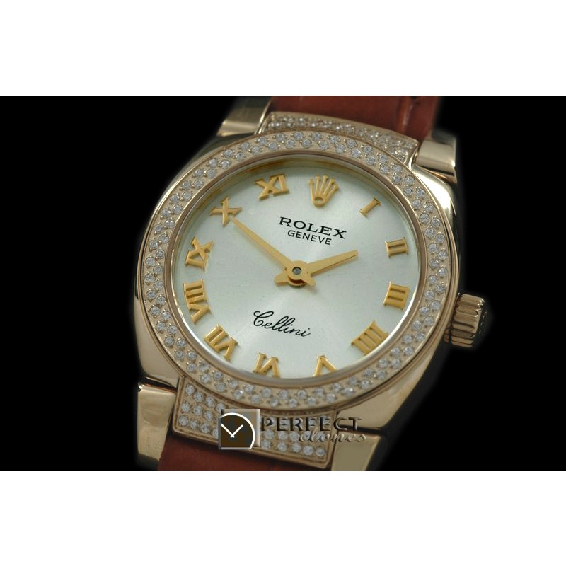 RLCM00202DL Ladies Mini Cellini YG/LE Silver Roman Swiss Quart