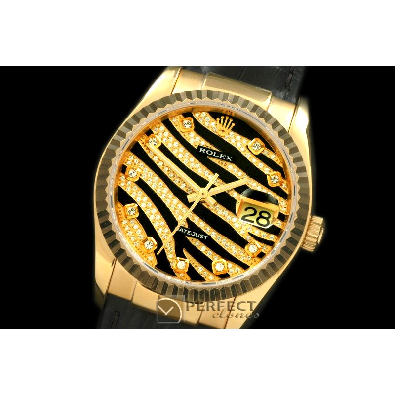 RDJMF00100L Royal Black Fluted YG/LE Swiss Eta 2836-2