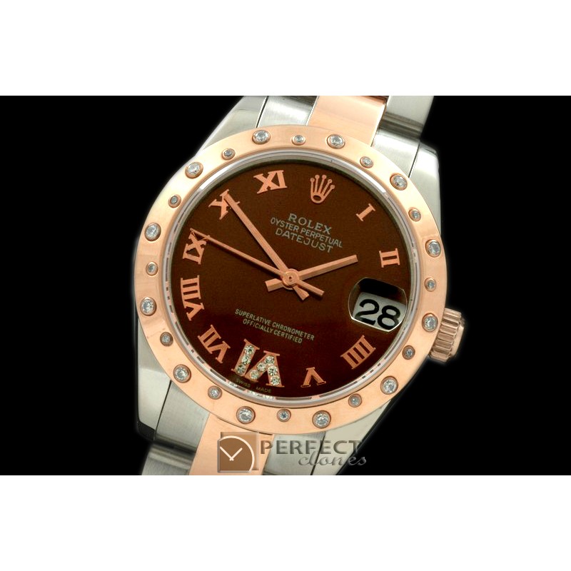 RDJmRT01124 SS/RG Oyster Brown Roman Swiss Eta 2836-2
