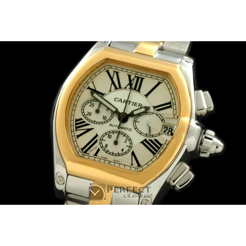 CARR01012 Roadster XL Chrono SS/YG/TT White Roman A-775Sec@3