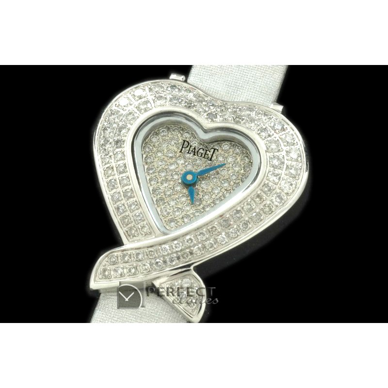 PI00121 Joaillerie Diamonds Ladies SS Wht Satin SwissQtz C/W Box