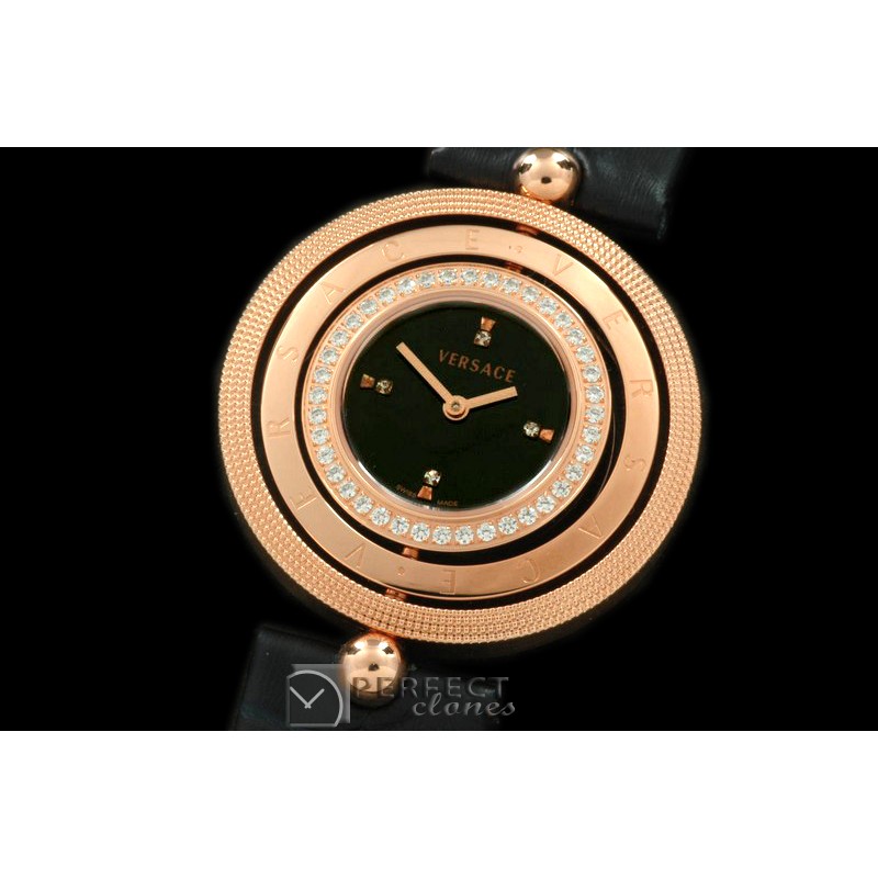VE00107 Eon Reversible RG/Diam/LE Black Swiss Quartz c/w Boxset