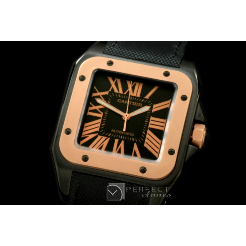 CARS00212 Santos 10Men DLC/RG/NY Blk Swiss Eta 2824 Orig