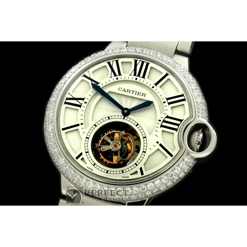 CARBA00002D Ballon de Cartier XL Tourbillon SS/SS Wht F-Tourbi