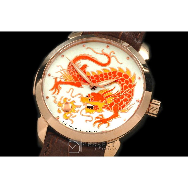 UNCL01011 Classico Enamel Champleve Dragin RG/LE White A-2836