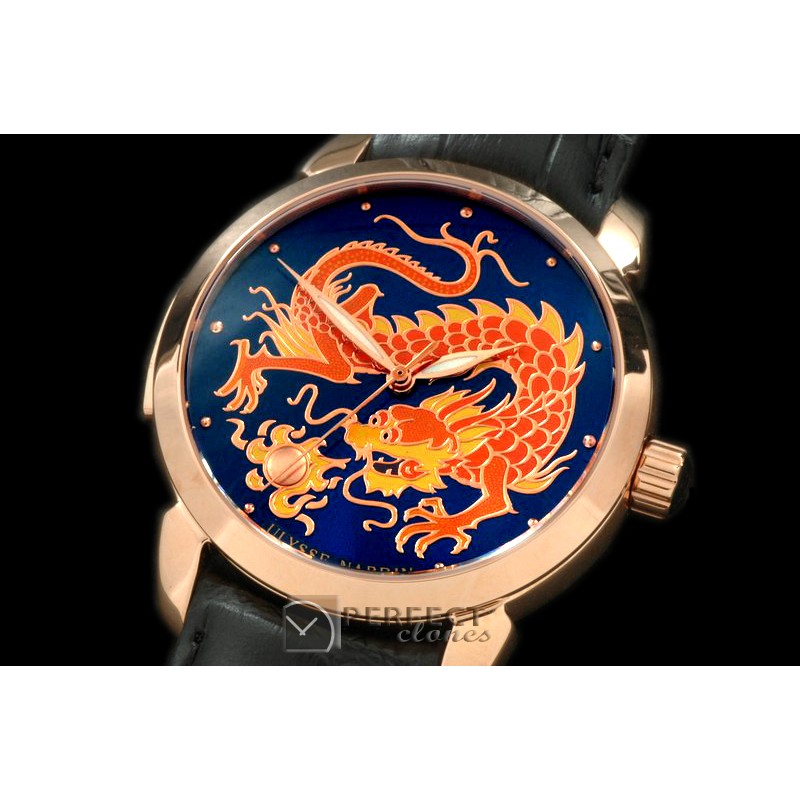 UNCL01013 Classico Enamel Champleve Dragin RG/LE Blue A-2836