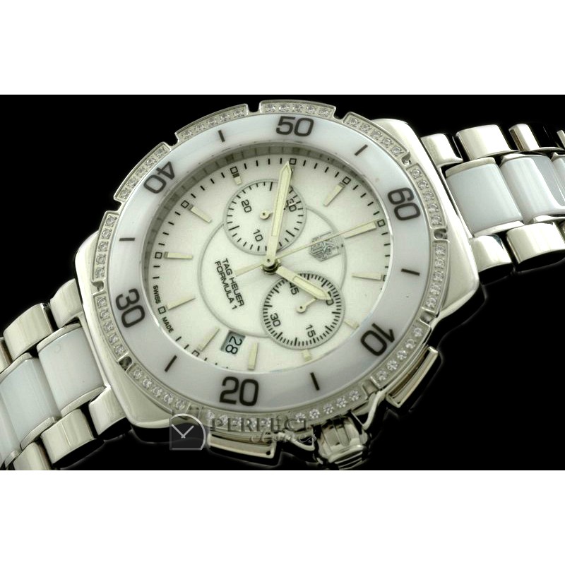 TGF1-00103D F1 Ladies SS/Cer/Diam Wht