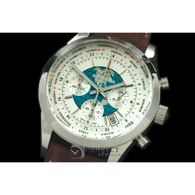 BLT10031L TransOcean Unitime Chrono SS/LE White Jap OS2Qtz
