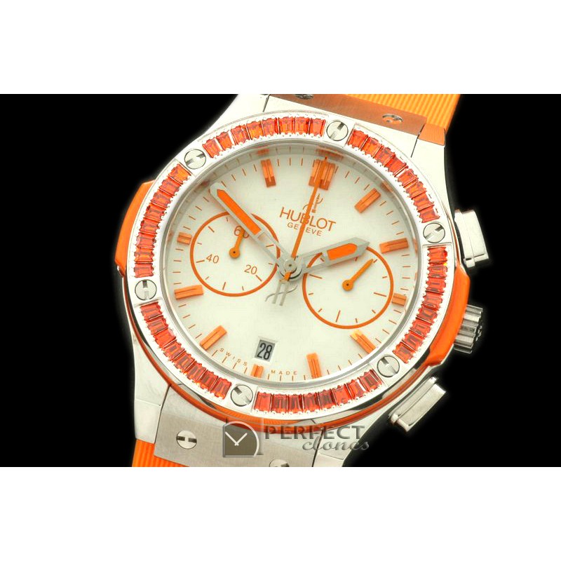 HBFSCL10052 Ladies Classic Fusion Chrono SS/RU Wht/Org Jap Quart