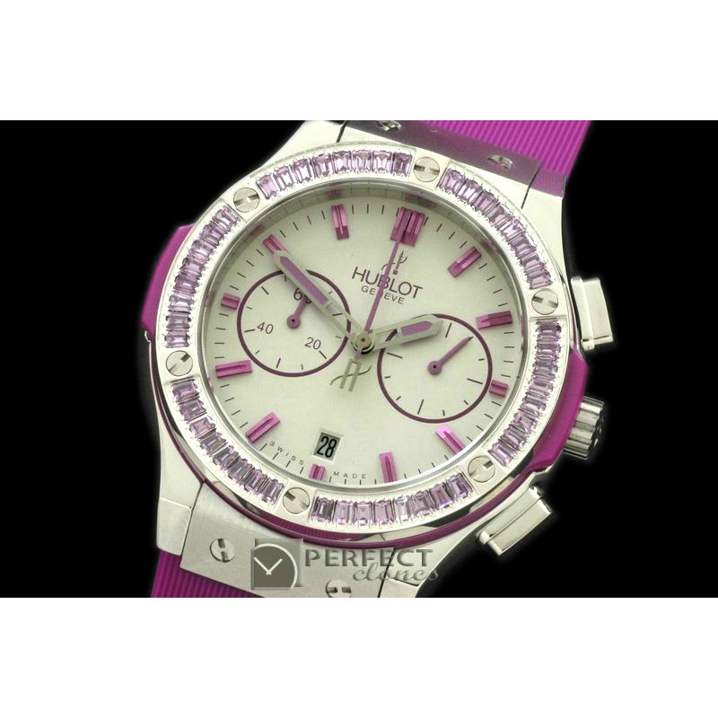 HBFSCL10054 Ladies Classic Fusion Chrono SS/RU Wht/Vio Jap Quart