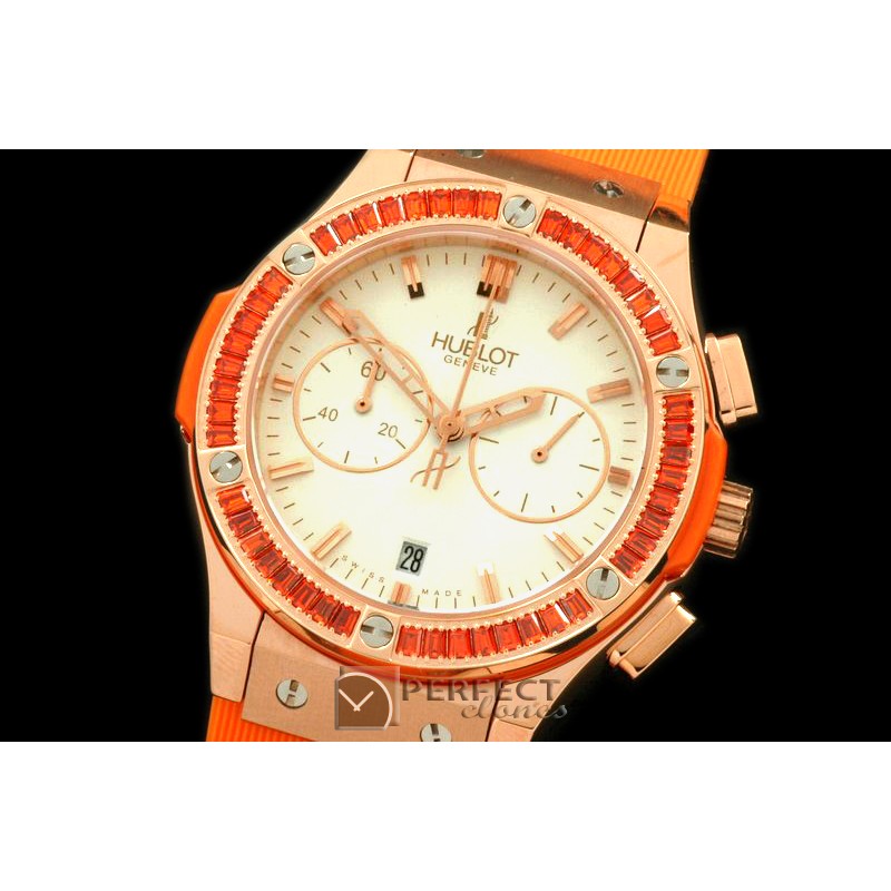 HBFSCL20052 Ladies Classic Fusion Chrono RG/RU Wht/Org Jap Qtz