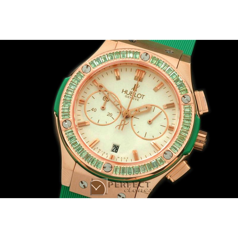 HBFSCL20055 Ladies Classic Fusion Chrono RG/RU Wht/Green Jap Qtz