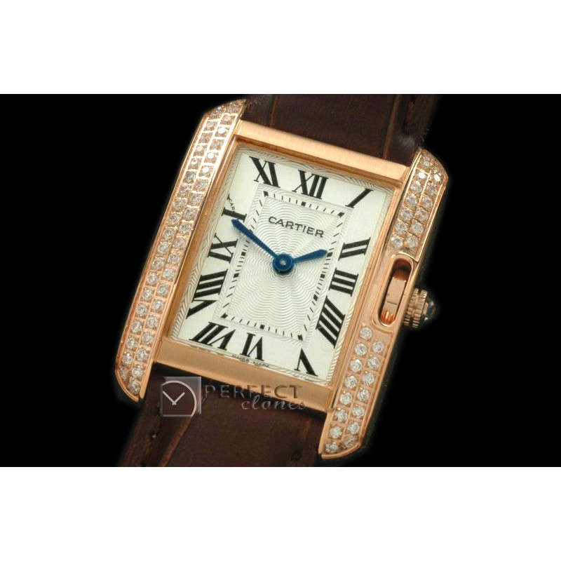 CARTA10002D Tank Anglaise RG/LE White Jap Quartz