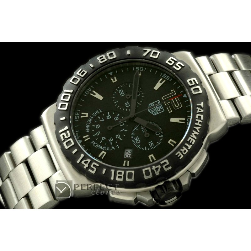 TGF1-01032S Formula 1 SS/SS Blk/Blk Swiss Eta Quartz Chrono
