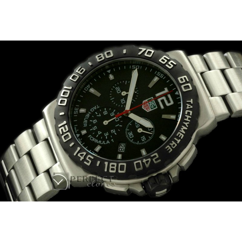 TGF1-01031S Formula 1 SS/SS Black Swiss Eta Quartz Chrono