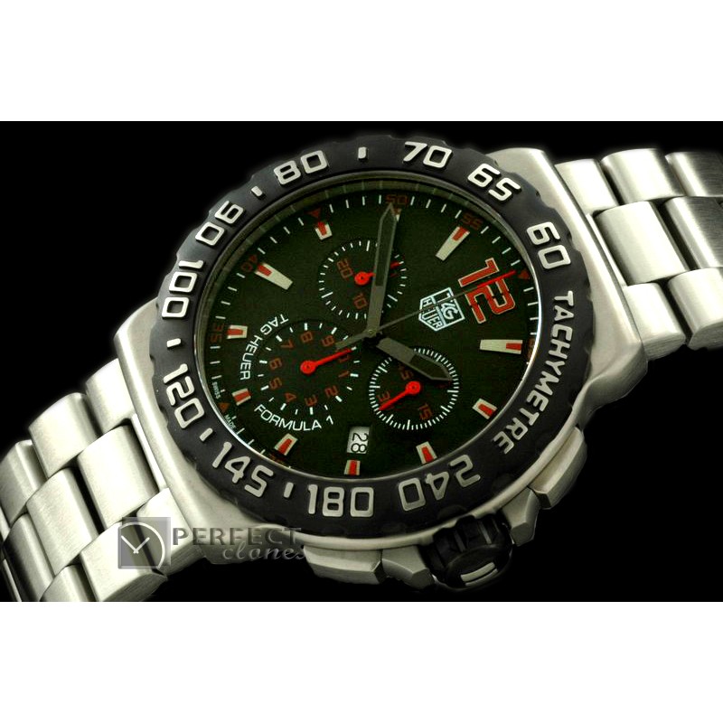 TGF1-01033S Formula 1 SS/SS Blk/Red Swiss Eta Quartz Chrono