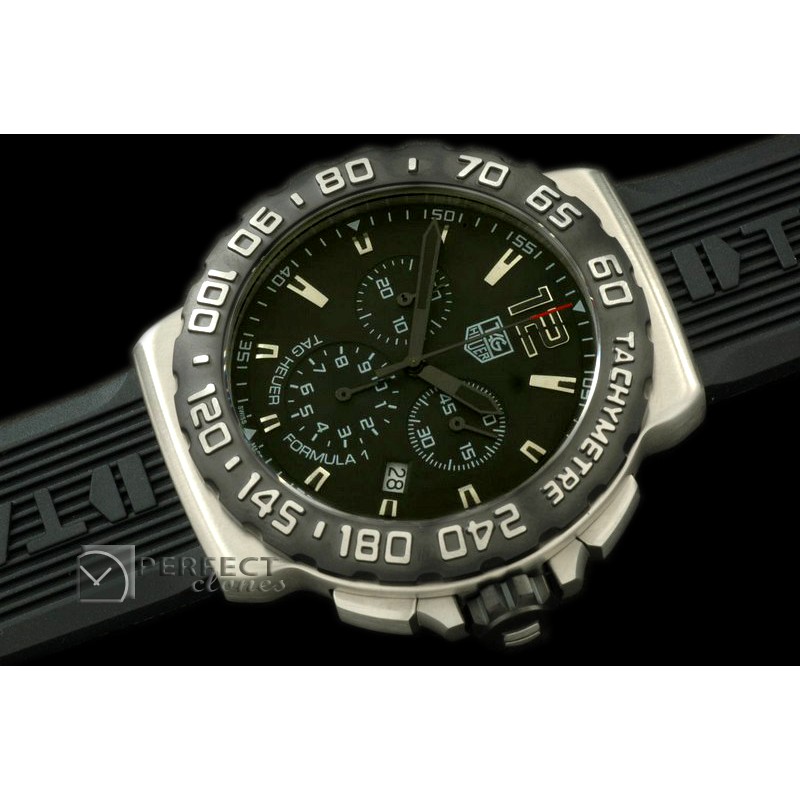 TGF1-01032 Formula 1 SS/RU Blk/Blk Swiss Eta Quartz Chrono