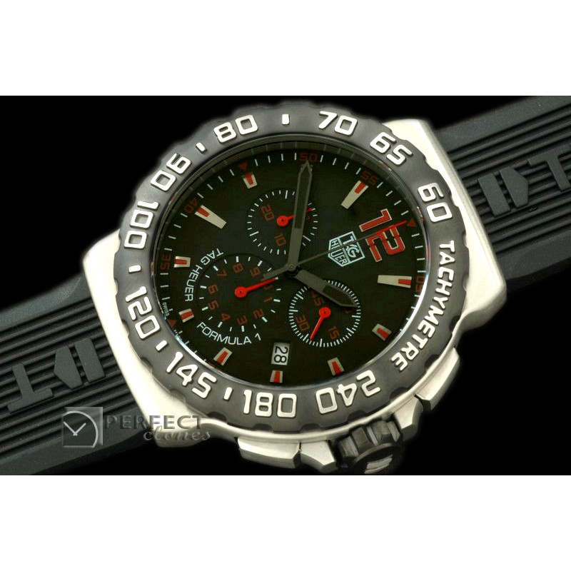TGF1-01033 Formula 1 SS/RU Blk/Red Swiss Eta Quartz Chrono