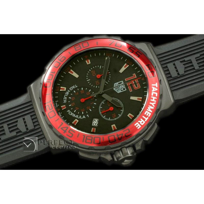 TGF1-01048 Formula 1 PVD/RU Blk/Red Swiss Eta Quartz Chrono