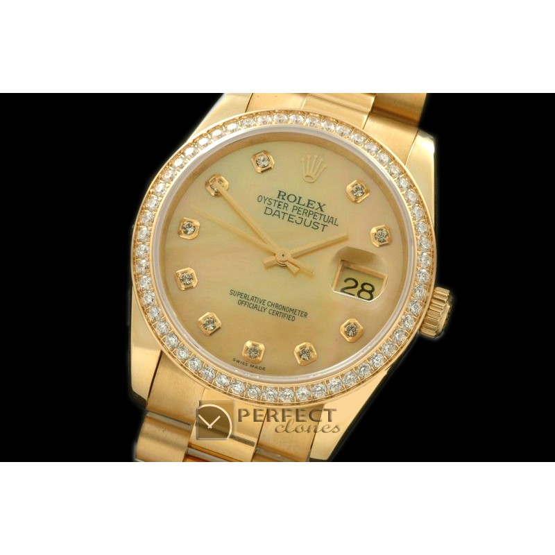 RDJMF00426D SS/YG President MOP Gold Diamond Swiss Eta 2836-2