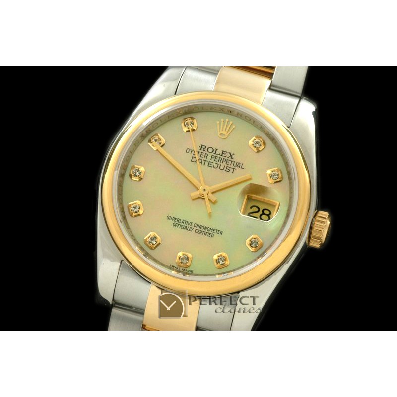 RDJMT00326 SS/YG Oyster MOP Gold Diamond Swiss Eta 2836-2