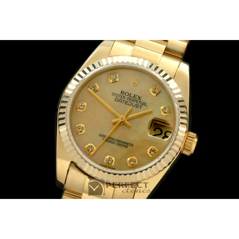 RDJmF00426 SS/YG President MOP Gold Diamond Swiss Eta 2836-2