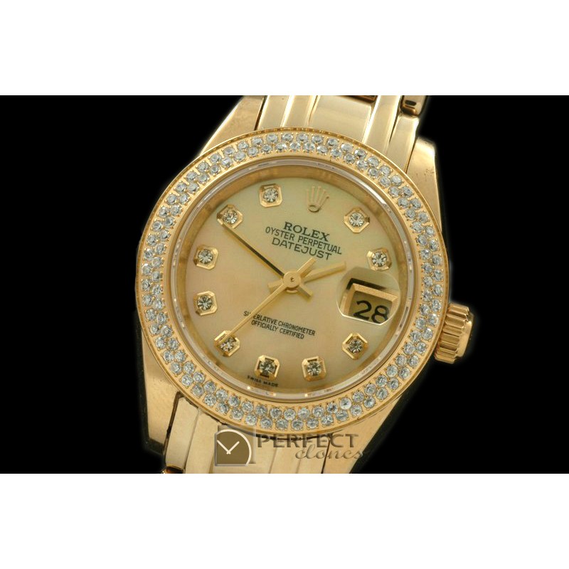 RLMPLS01326 YG Diam Bez MOP Gold Diamond Swiss Eta 2671-2