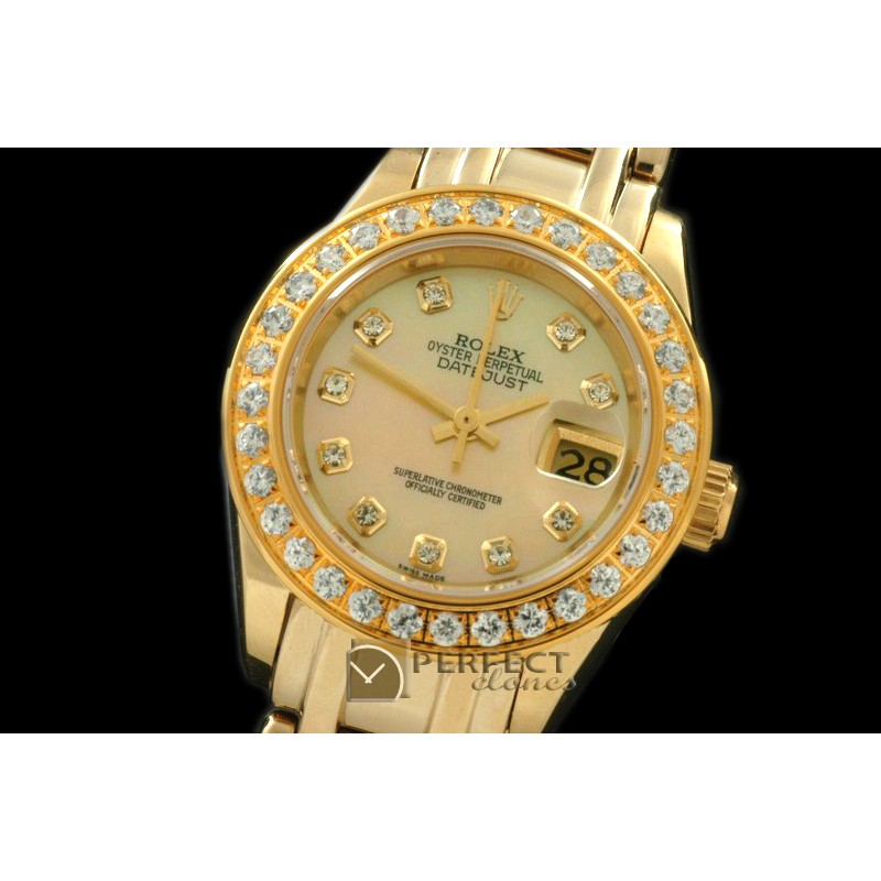 RLMPLS01226 YG Diam Bez MOP Gold Diamond Swiss Eta 2671-2