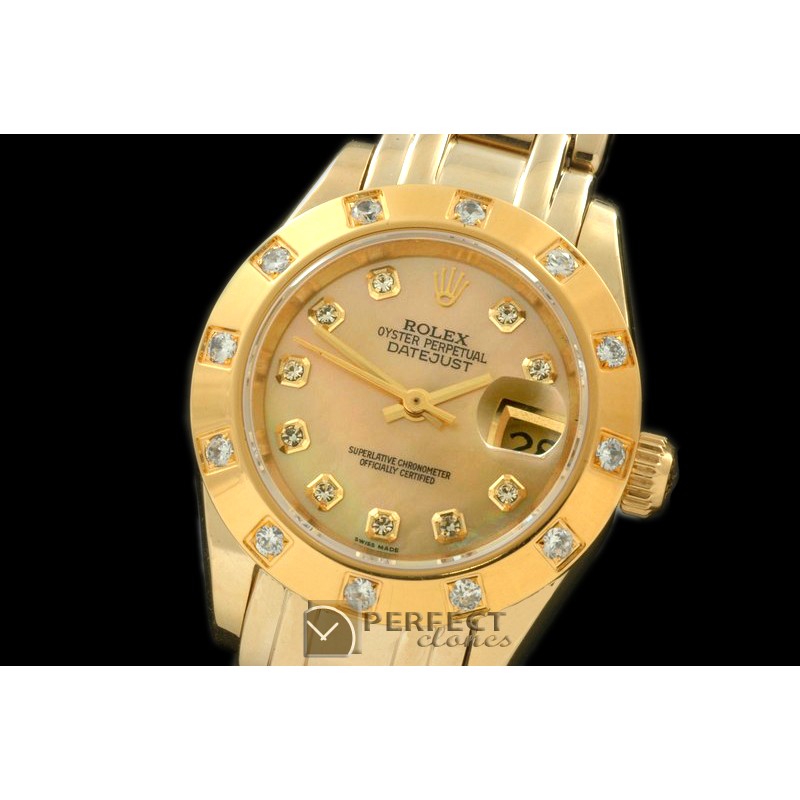 RLMPLF01126 YG 12 Diam Bez MOP Gold Diamond Swiss Eta 2671-2