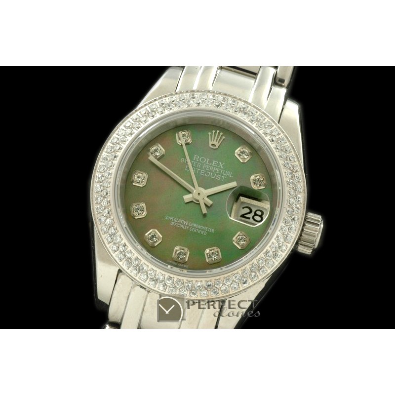 RLMPLS01325 SS Double Diiam Bez MOP Green Diamond Swiss Eta 267