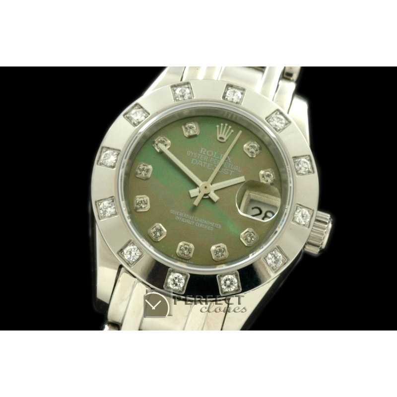 RLMPLS01125 SS 12 Diam Bez MOP Green Diamond Swiss Eta 2671-2