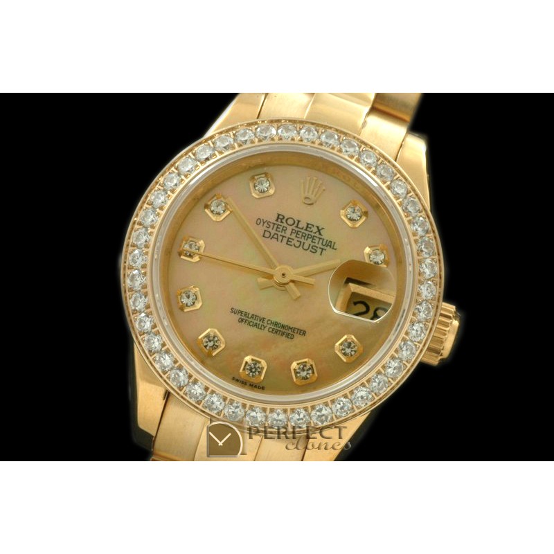 RDJLF00426D YG President MOP Green Diamond Swiss Eta 2671-2