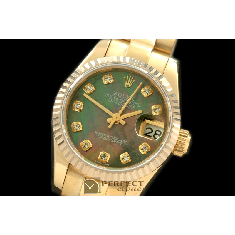 RDJLF00425 YG President MOP Green Diamond Swiss Eta 2671-2