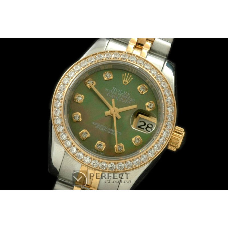 RDJLT00225D SS/YG Jubilee MOP Green Diamond Swiss Eta 2671-2