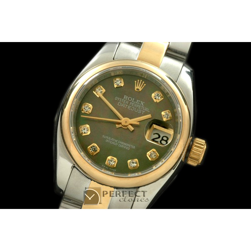 RDJLT00325 SS/YG Oyster MOP Green Diamond Swiss Eta 2671-2