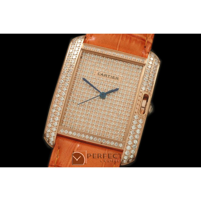 CARTA10012D Tank Anglaise Midsize RG/LE Diam Jap Quartz