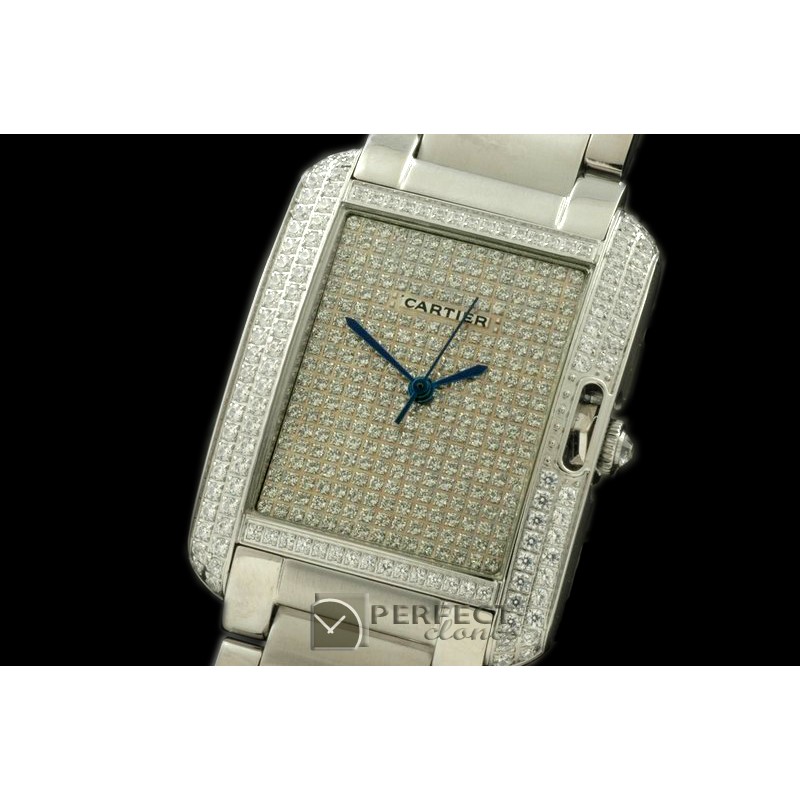 CARTA10011S Tank Anglaise Midsize SS/SS Diam Jap Quartz