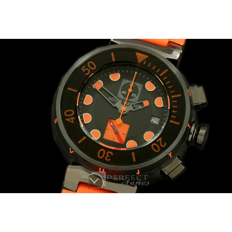 LVD02052 Tambour MenXL Diving Chrono PVD/RU Black/Orange Jap OS