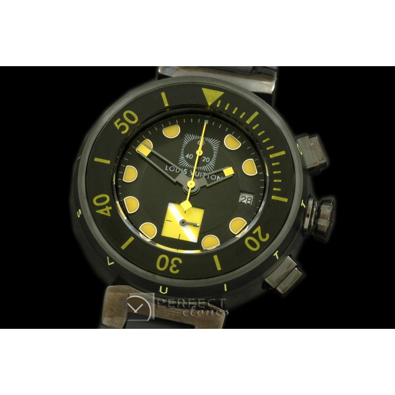 LVD02054 Tambour MenXL Diving Chrono PVD/RU Black/Yellow Jap OS