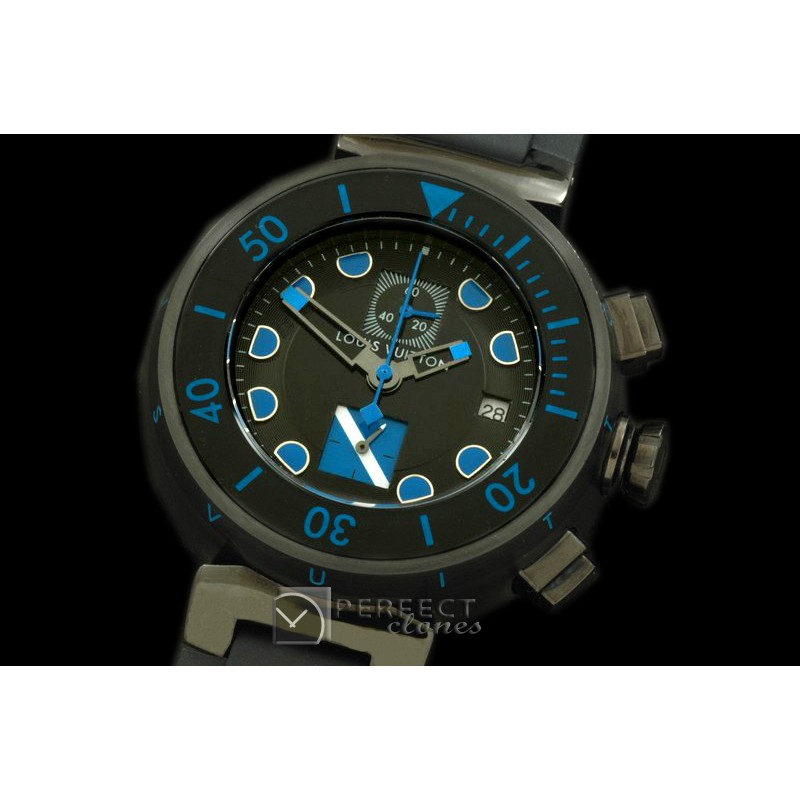 LVD02055 Tambour MenXL Diving Chrono PVD/RU Black/Blue Jap OS20